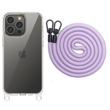 Чехол TPU Transparent with Straps для Apple iPhone 15 Pro (6.1) - Light Purple
