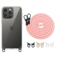 Чехол TPU Transparent with Straps для Apple iPhone 15 Pro Max (6.7) - Light Pink