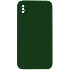 Silicone Case Square Full Camera Protective (AA) NOLOGO для Apple iPhone X / XS (5.8) - Зелений / Army green