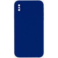Silicone Case Square Full Camera Protective (AA) NOLOGO для Apple iPhone X / XS (5.8) - Синій / Deep navy