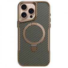 TPU+PC чохол Metal Buttons with MagSafe Carbon Ring для Apple iPhone 16 Pro Max (6.9) - Золотий