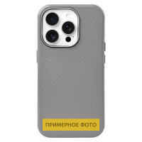 Шкіряний чохол Leather Case Metal Buttons для Samsung Galaxy S24 Ultra - Titanium Gray