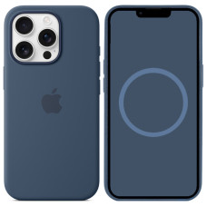 Чехол Silicone case (AAA) with Magsafe and Animation (button) для Apple iPhone 16 Pro Max (6.9) - Denim