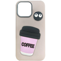 Чохол TPU Leather Toys для Apple iPhone 14 Pro Max (6.7) - Coffee / Pink