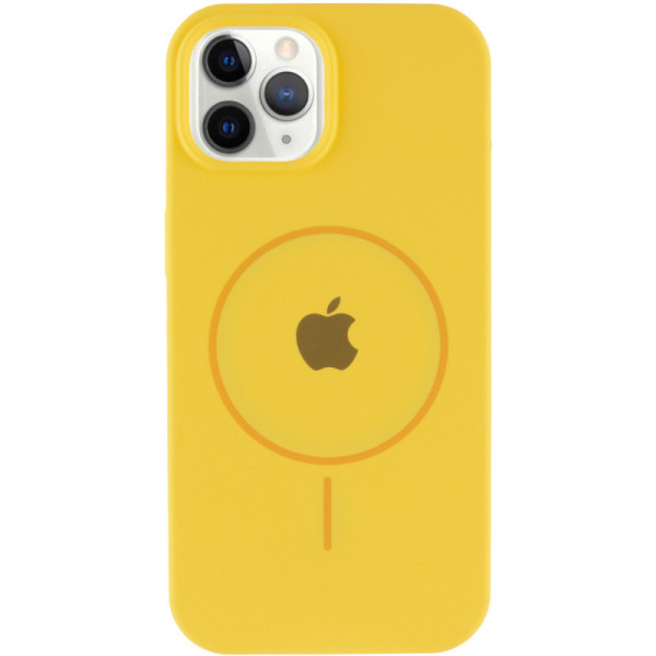 Чехол Silicone Case Full Protective (AA) with MagSafe для Apple iPhone 12 Pro / 12 (6.1) - Желтый / Yellow - фото