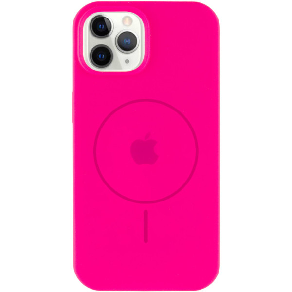 Чехол Silicone Case Full Protective (AA) with MagSafe для Apple iPhone 12 Pro / 12 (6.1) - Розовый / Barbie pink - фото