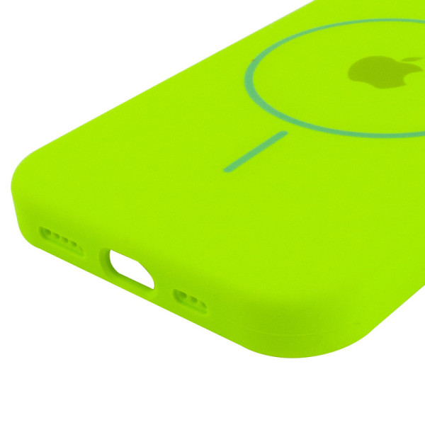 Чехол Silicone Case Full Protective (AA) with MagSafe для Apple iPhone 12 Pro / 12 (6.1) - Салатовый / Neon green - фото