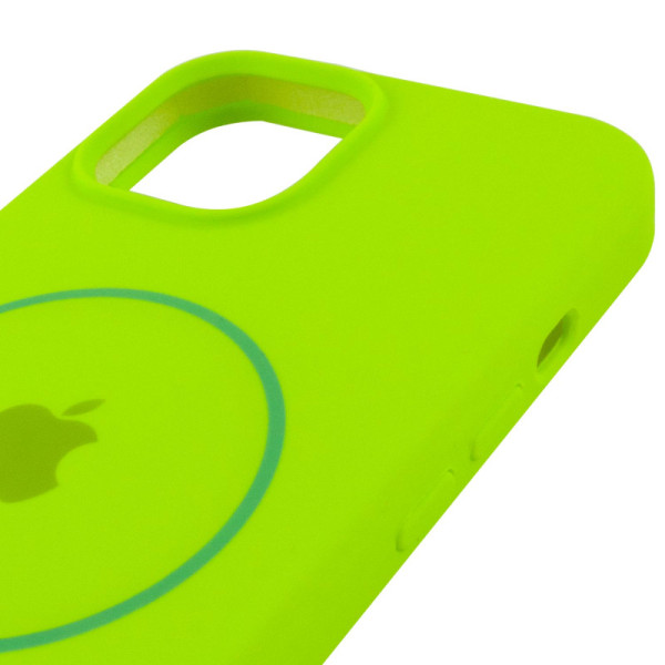 Чехол Silicone Case Full Protective (AA) with MagSafe для Apple iPhone 12 Pro / 12 (6.1) - Салатовый / Neon green - фото