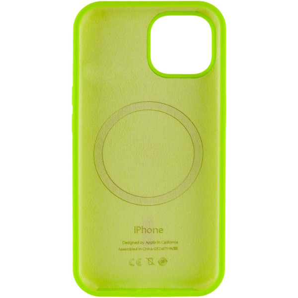Чехол Silicone Case Full Protective (AA) with MagSafe для Apple iPhone 12 Pro / 12 (6.1) - Салатовый / Neon green - фото