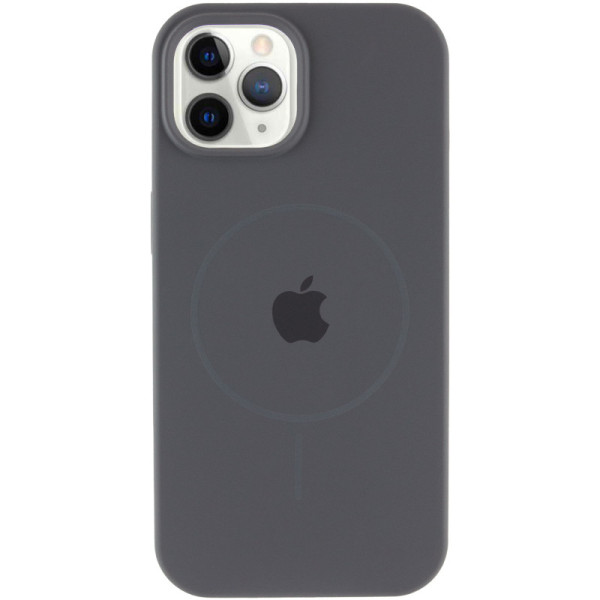 Чехол Silicone Case Full Protective (AA) with MagSafe для Apple iPhone 12 Pro / 12 (6.1) - Серый / Dark Gray - фото