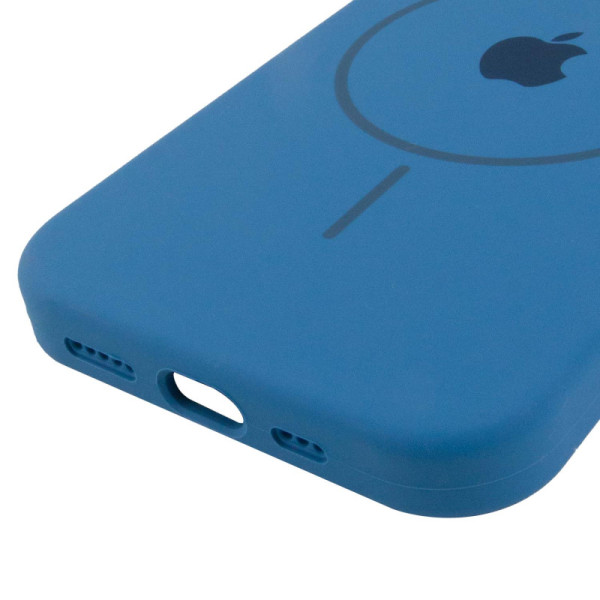 Чехол Silicone Case Full Protective (AA) with MagSafe для Apple iPhone 12 Pro / 12 (6.1) - Синий / Denim Blue - фото