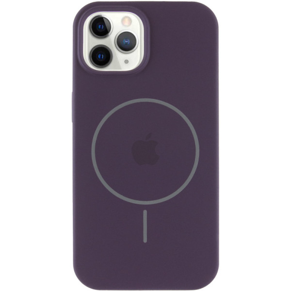 Чехол Silicone Case Full Protective (AA) with MagSafe для Apple iPhone 12 Pro / 12 (6.1) - Фиолетовый / Elderberry - фото