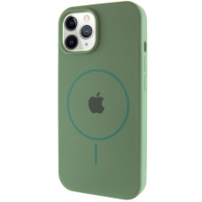Чохол Silicone Case Full Protective (AA) with MagSafe для Apple iPhone 12 Pro Max (6.7) - Зелений / Pine green