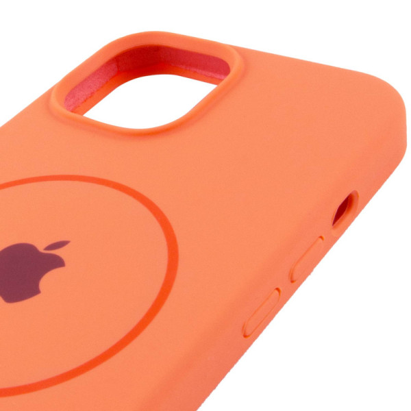 Чехол Silicone Case Full Protective (AA) with MagSafe для Apple iPhone 12 Pro Max (6.7) - Оранжевый / Papaya - фото