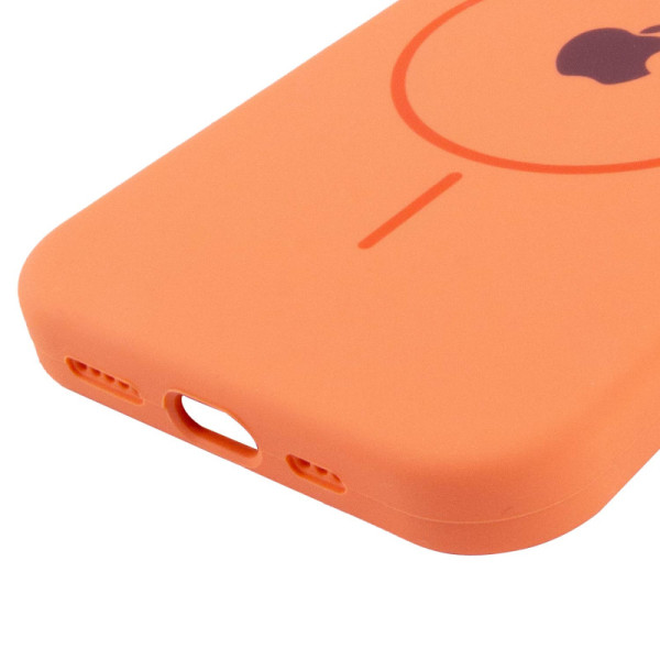 Чехол Silicone Case Full Protective (AA) with MagSafe для Apple iPhone 12 Pro Max (6.7) - Оранжевый / Papaya - фото