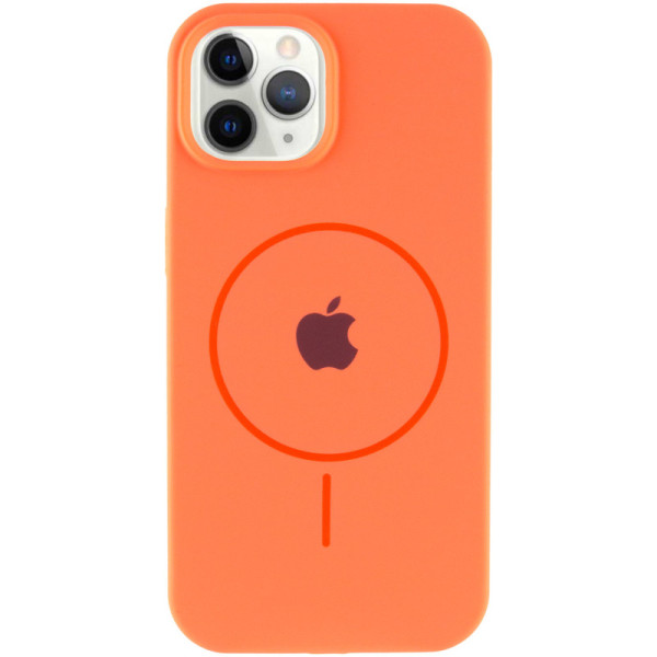 Чехол Silicone Case Full Protective (AA) with MagSafe для Apple iPhone 12 Pro Max (6.7) - Оранжевый / Papaya - фото