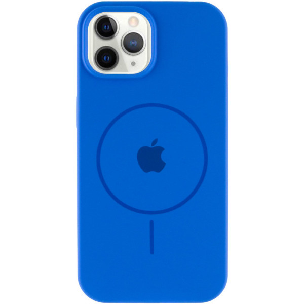 Чехол Silicone Case Full Protective (AA) with MagSafe для Apple iPhone 12 Pro Max (6.7) - Синий / Capri Blue - фото