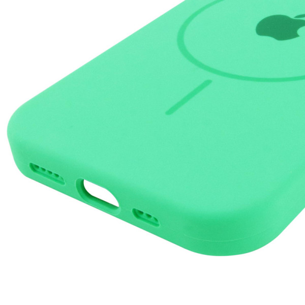 Чехол Silicone Case Full Protective (AA) with MagSafe для Apple iPhone 14 (6.1) - Зеленый / Spearmint - фото