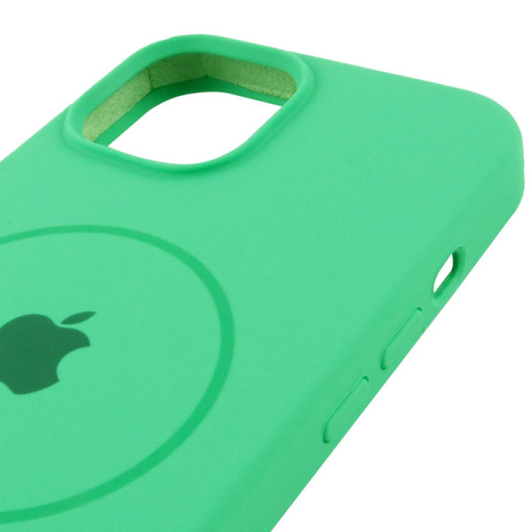 Чехол Silicone Case Full Protective (AA) with MagSafe для Apple iPhone 14 (6.1) - Зеленый / Spearmint - фото