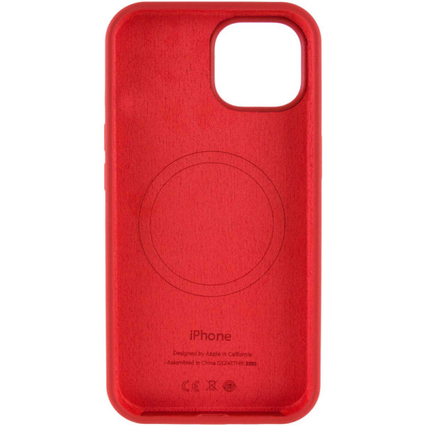 Чехол Silicone Case Full Protective (AA) with MagSafe для Apple iPhone 14 (6.1) - Красный / Deep Red - фото