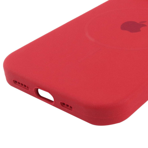Чехол Silicone Case Full Protective (AA) with MagSafe для Apple iPhone 14 (6.1) - Красный / Deep Red - фото