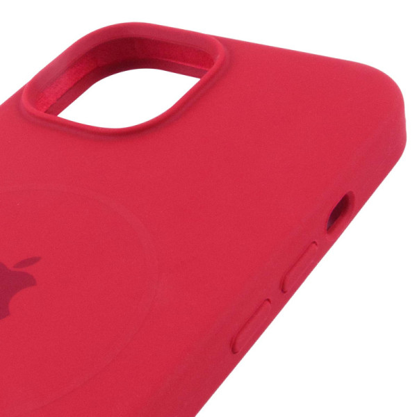 Чехол Silicone Case Full Protective (AA) with MagSafe для Apple iPhone 14 (6.1) - Красный / Deep Red - фото
