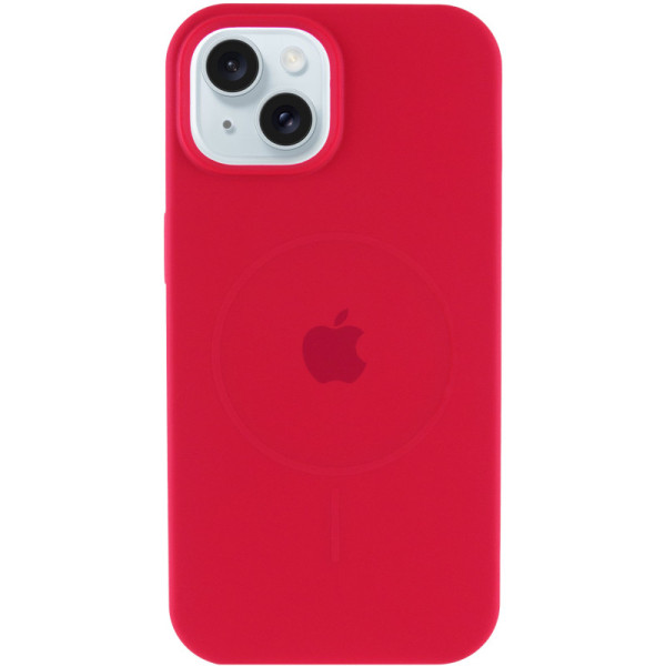 Чехол Silicone Case Full Protective (AA) with MagSafe для Apple iPhone 14 (6.1) - Красный / Deep Red - фото