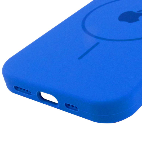 Чехол Silicone Case Full Protective (AA) with MagSafe для Apple iPhone 14 (6.1) - Синий / Capri Blue - фото