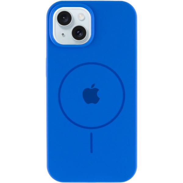 Чехол Silicone Case Full Protective (AA) with MagSafe для Apple iPhone 14 (6.1) - Синий / Capri Blue - фото