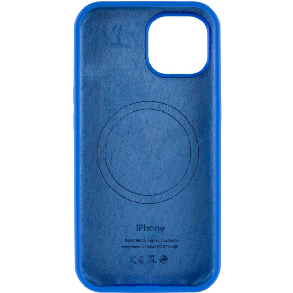 Чехол Silicone Case Full Protective (AA) with MagSafe для Apple iPhone 14 (6.1) - Синий / Capri Blue - фото