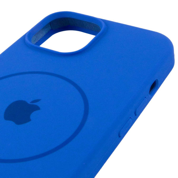 Чехол Silicone Case Full Protective (AA) with MagSafe для Apple iPhone 14 (6.1) - Синий / Capri Blue - фото