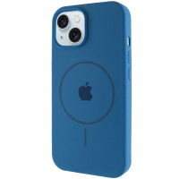 Чехол Silicone Case Full Protective (AA) with MagSafe для Apple iPhone 14 (6.1) - Синий / Denim Blue