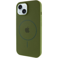 Чехол Silicone Case Full Protective (AA) with MagSafe для Apple iPhone 15 (6.1) - Зеленый / Dark Olive