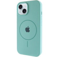 Чехол Silicone Case Full Protective (AA) with MagSafe для Apple iPhone 15 Plus (6.7) - Бирюзовый / Marine Green