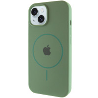 Чохол Silicone Case Full Protective (AA) with MagSafe для Apple iPhone 15 Plus (6.7) - Зелений / Pine green