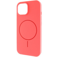 Чехол Silicone Case Full Protective (AA) NO LOGO with MagSafe для Apple iPhone 15 (6.1) - Арбузный / Watermelon red