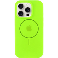 Чохол Silicone Case Full Protective (AA) NO LOGO with MagSafe для Apple iPhone 15 Pro Max (6.7) - Салатовий / Neon green