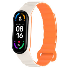Ремешок Dual-color Magnetic для Xiaomi Mi Band 7/6/5/4/3 White / Orange