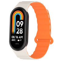 Ремешок Dual-color Magnetic для Xiaomi Mi Band 9/8/10 White / Orange