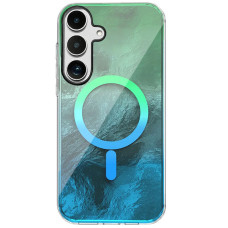 Чехол TPU Shiny Mountain (MagFit) для Samsung Galaxy S24 - Green / Blue