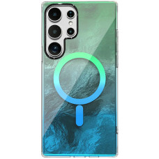 Чехол TPU Shiny Mountain (MagFit) для Samsung Galaxy S25 Ultra - Green / Blue