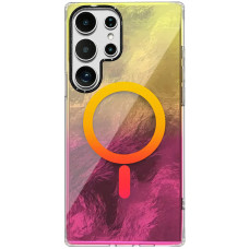 Чехол TPU Shiny Mountain (MagFit) для Samsung Galaxy S25 Ultra - Yellow / Pink