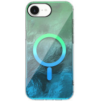 Чохол TPU Shiny Mountain (MagFit) для Apple iPhone 16e (6.1) - Green / Blue