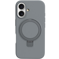 Чехол Silicone Case Full Protective NO LOGO with Ring для Apple iPhone 16 Plus (6.7) - Grey