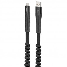 Дата кабель Hoco U78 Cotton treasure elastic MicroUSB (1.2М) - Чорний