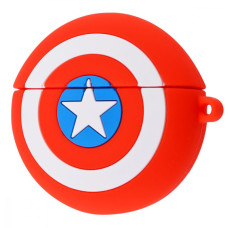 Силіконовий футляр Marvel & DC series для навушників AirPods 3 + кільце - Капітан Америка / Червоний