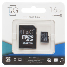 Карта пам'яті T&G (UHS-1) microSDHC Class 10 - 16GB (з адаптером) - Чорний