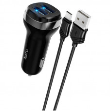 Автомобільний зарядний пристрій Hoco Z40 (2USB 2.4A) + MicroUSB - Чорний