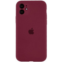 Чохол Silicone Case Full Camera Protective (AA) для Apple iPhone 12 (6.1) - Бордовий / Plum