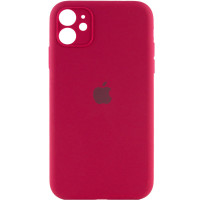 Чехол Silicone Case Full Camera Protective (AA) для Apple iPhone 12 (6.1) - Красный / Rose Red